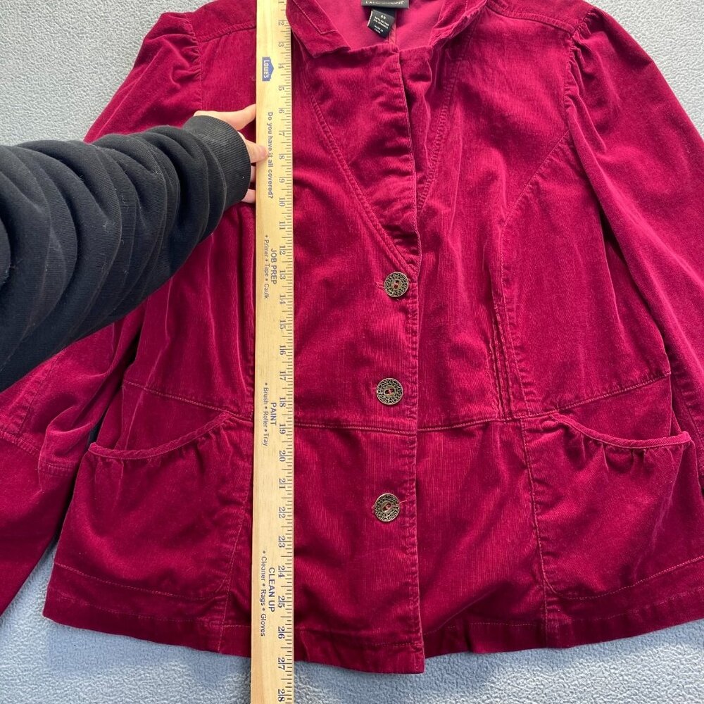 Lane Bryant Blazer Women Size 22 Red Suit Jacket 3‎ Buttons Velvet Corduroy - Picture 5 of 11